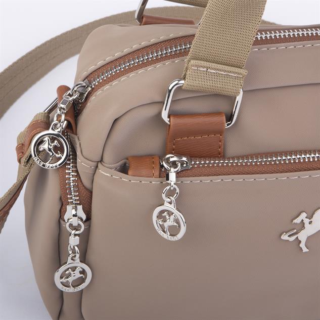Nas Bag Kadın Çapraz Çanta Çok Gözlü  Vizon Taba Buzzy ( 26x17 cm)