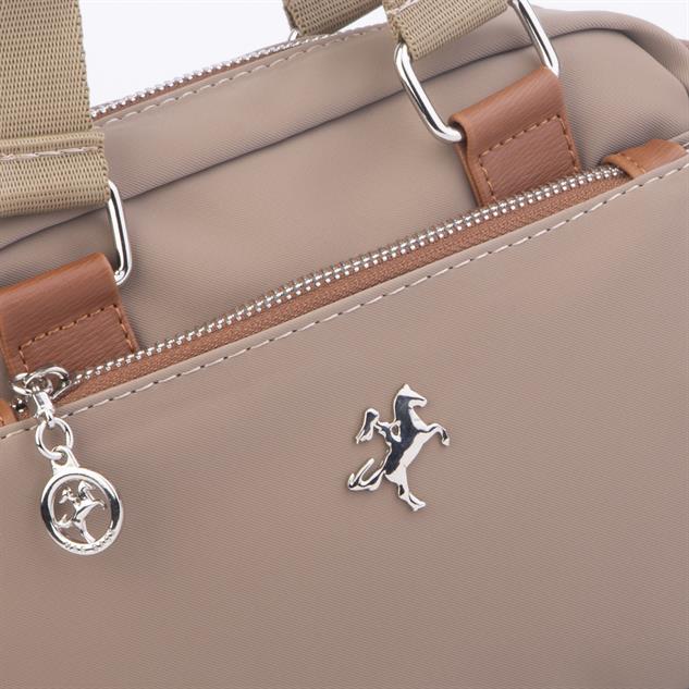Nas Bag Kadın Çapraz Çanta Çok Gözlü  Vizon Taba Buzzy ( 26x17 cm)