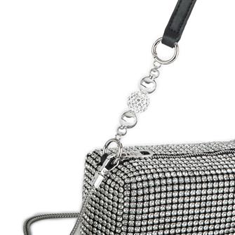 Nas Bag Kadın Çapraz Çanta Diamond Serisi Gümüş Zincir Detaylı Şık Çanta Gümüş 