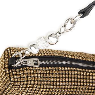 Nas Bag Kadın Çapraz Çanta Diamond Serisi Gümüş Zincir Detaylı Şık Çanta  Altın