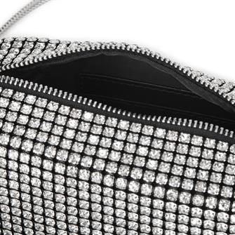 Nas Bag Kadın Çapraz Çanta Diamond Serisi Gümüş Zincir Detaylı Şık Çanta Gümüş 