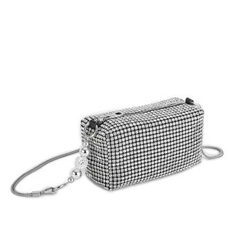 Nas Bag Kadın Çapraz Çanta Diamond Serisi Gümüş Zincir Detaylı Şık Çanta Gümüş 