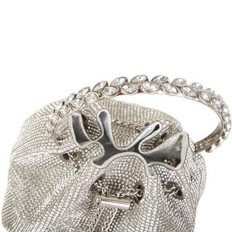 Nas Bag Kadın Çapraz Çanta  Gri Gümüş Taşlı Büzmeli  Çanta