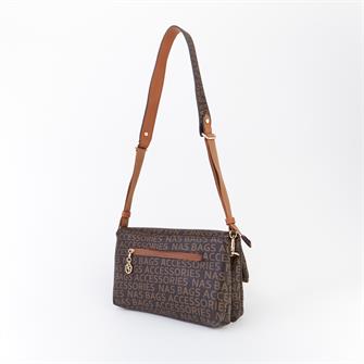 Nas Bag Kadın Çapraz Çanta Kahve Taba  Yazılı