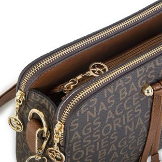 Nas Bag Kadın Çapraz Çanta Kahve Taba Yazılı