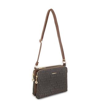 Nas Bag Kadın Çapraz Çanta Kahve Taba Yazılı