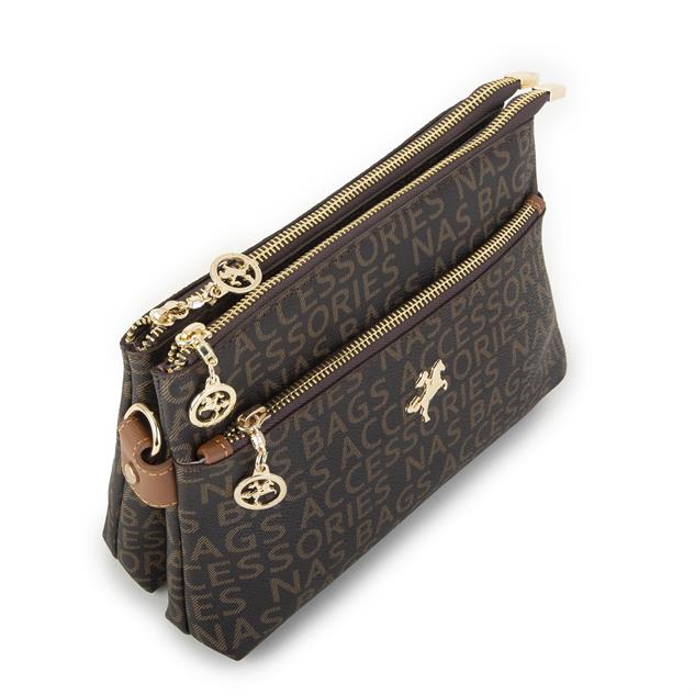 Nas Bag Kadın Çapraz Çanta Kahve Taba Yazılı
