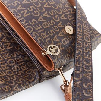 Nas Bag Kadın Çapraz Çanta Kahve Taba  Yazılı