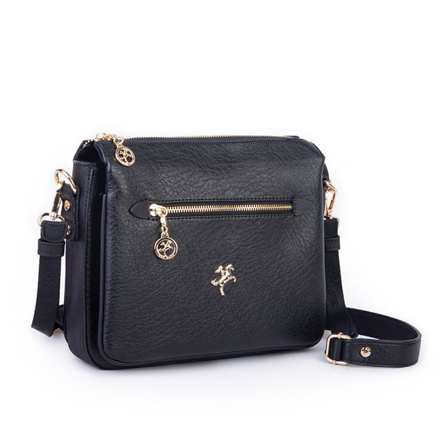 Nas Bag Kadın Çapraz Çanta Kalın Ayarlanabilir Askılı Çanta  (En: 26 cm,  Boy: 22 cm ) Siyah Victoria