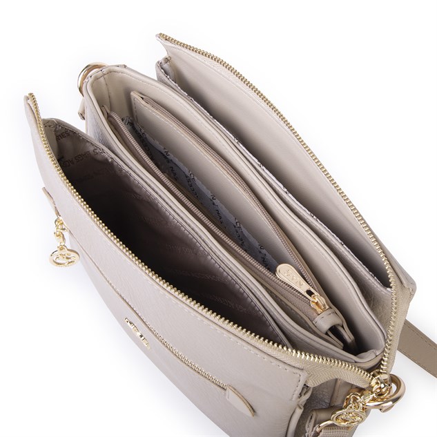 Nas Bag Kadın Çapraz Çanta Kalın Ayarlanabilir Askılı Çanta  (En: 26 cm,  Boy: 22 cm ) Kum Victoria