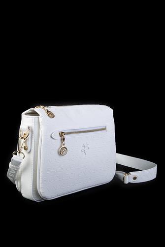 Nas Bag Kadın Çapraz Çanta Kalın Ayarlanabilir Askılı Çanta Beyaz Gofraj (En: 26 cm,  Boy: 22 cm )