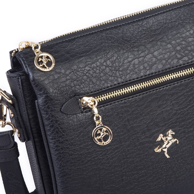 Nas Bag Kadın Çapraz Çanta Kalın Ayarlanabilir Askılı Çanta  (En: 26 cm,  Boy: 22 cm ) Siyah Victoria