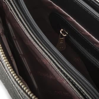 Nas Bag Kadın Çapraz Çanta Kalın Ayarlanabilir Askılı Çanta Siyah Gofraj (En: 26 cm,  Boy: 22 cm )