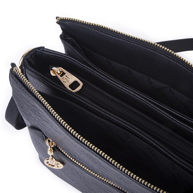Nas Bag Kadın Çapraz Çanta Kalın Ayarlanabilir Askılı Çanta  (En: 26 cm,  Boy: 22 cm ) Siyah Victoria