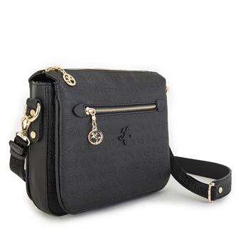 Nas Bag Kadın Çapraz Çanta Kalın Ayarlanabilir Askılı Çanta Siyah Gofraj (En: 26 cm,  Boy: 22 cm )