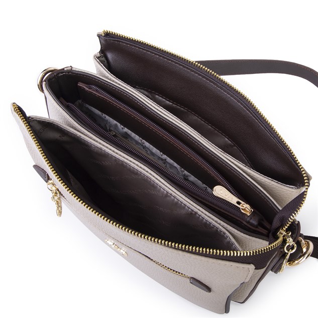 Nas Bag Kadın Çapraz Çanta Kalın Ayarlanabilir Askılı Çanta  (En: 26 cm,  Boy: 22 cm ) Kum Kahve Lopez