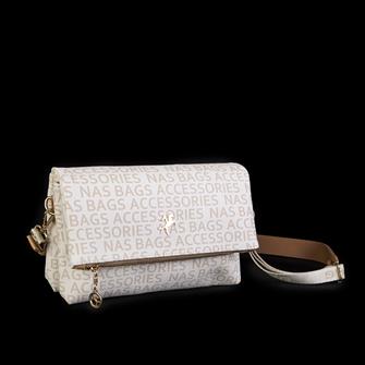 Nas Bag Kadın Çapraz Çanta Krem Camel Yazılı