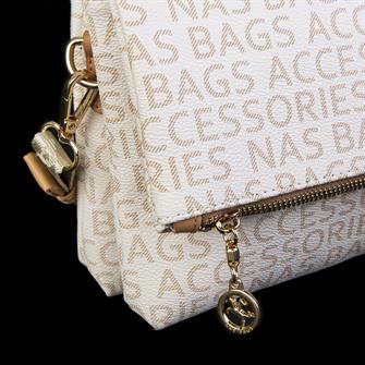 Nas Bag Kadın Çapraz Çanta Krem Camel Yazılı