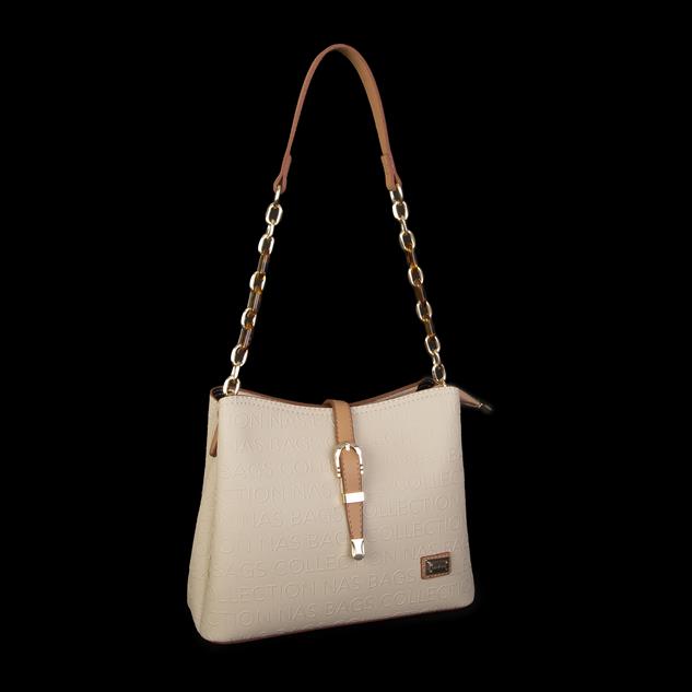 Nas Bag Kadın Çapraz Çanta Krem Camel Gofraj