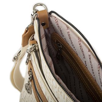 Nas Bag Kadın Çapraz Çanta Krem Camel Yazılı