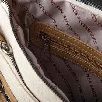 Nas Bag Kadın Çapraz Çanta Krem Camel Gofraj 