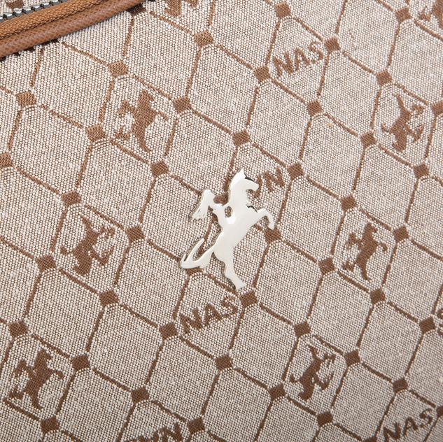 Nas Bag Kadın Çapraz Çanta Kum Yazılı Kumaş ( 26x21x15 cm)