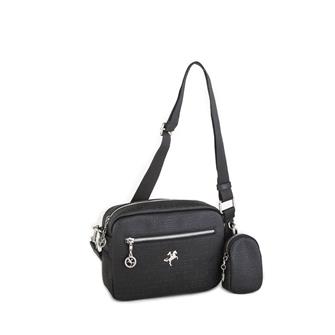 Nas Bag Kadın Çapraz Çanta Mini Cüzdanlı Ayarlanabilir Askılı Siyah Gofraj