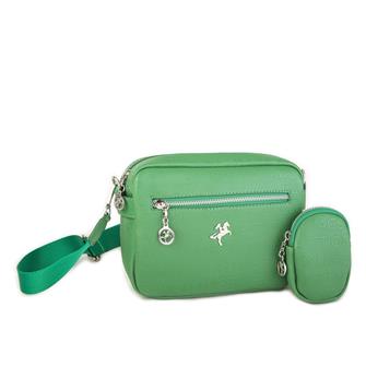 Nas Bag Kadın Çapraz Çanta Mini Cüzdanlı Ayarlanabilir Askılı Çim Yeşili Gofraj