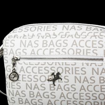 Nas Bag Kadın Çapraz Çanta Mini Cüzdanlı Ayarlanabilir Askılı Beyaz  Yazılı
