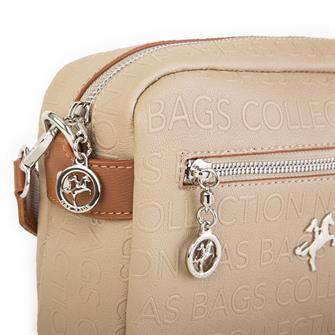 Nas Bag Kadın Çapraz Çanta Mini Cüzdanlı Ayarlanabilir Askılı Vizon Taba   Gofraj