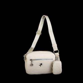 Nas Bag Kadın Çapraz Çanta Mini Cüzdanlı Ayarlanabilir Askılı Krem  Gofraj