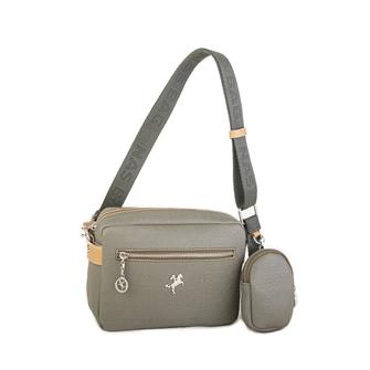 Nas Bag Kadın Çapraz Çanta Mini Cüzdanlı Ayarlanabilir Askılı Yeşil Camel  Gofraj