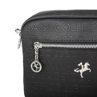 Nas Bag Kadın Çapraz Çanta Mini Cüzdanlı Ayarlanabilir Askılı Siyah Gofraj