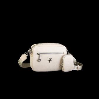 Nas Bag Kadın Çapraz Çanta Mini Cüzdanlı Ayarlanabilir Askılı Krem  Gofraj