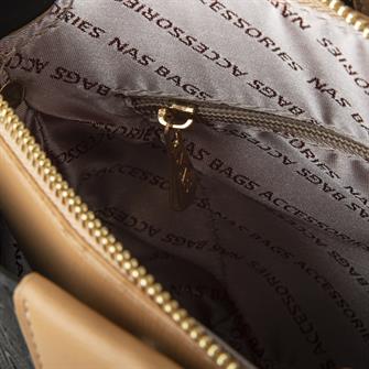 Nas Bag Kadın Çapraz Çanta Siyah Camel  Gofraj