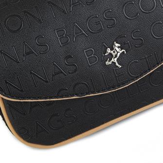 Nas Bag Kadın Çapraz Çanta Siyah Camel  Gofraj