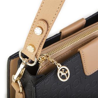 Nas Bag Kadın Çapraz Çanta Siyah Camel  Gofraj