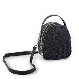 Nas Bag Mini Kadın Çapraz Çanta Siyah Taşlı