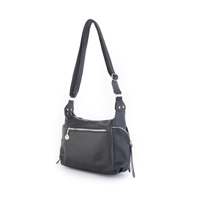 Nas Bag Kadın Çapraz Çanta Siyah Yıkamalı ( 26x21x15 cm)