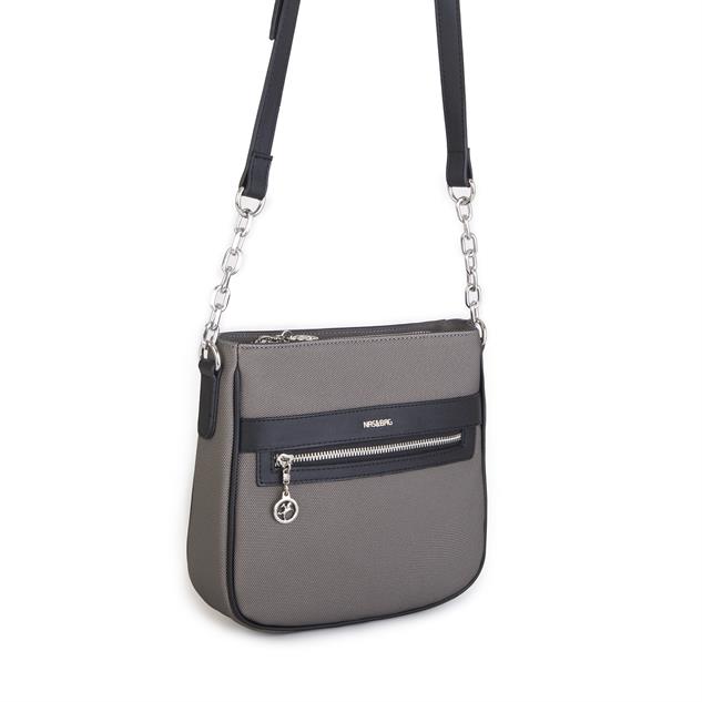 Nas Bag Kadın Çapraz Çanta Spor Ayarlanabilir Askılı Gri Siyah Lacst (ürün ölçüsü :24x24x7 cm)