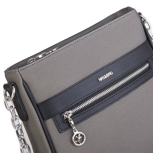 Nas Bag Kadın Çapraz Çanta Spor Ayarlanabilir Askılı Gri Siyah Lacst (ürün ölçüsü :24x24x7 cm)