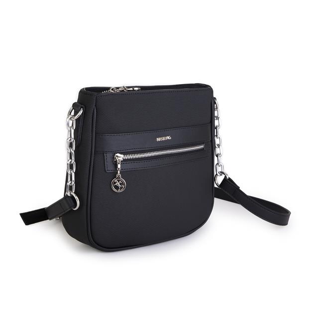 Nas Bag Kadın Çapraz Çanta Spor Ayarlanabilir Askılı  Siyah Lacst (ürün ölçüsü :24x24x7 cm)