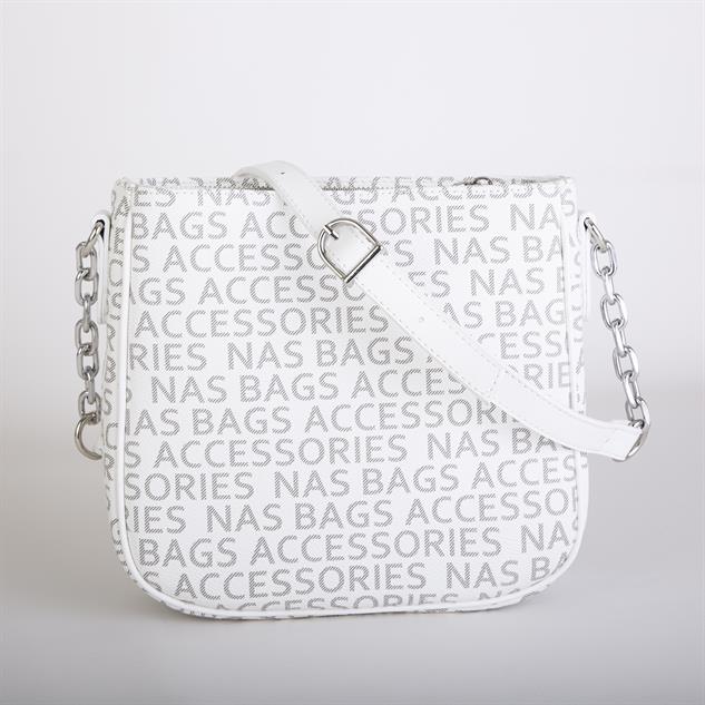 Nas Bag Kadın Çapraz Çanta Spor Ayarlanabilir Askılı  Beyaz Yazılı (ürün ölçüsü :24x24x7 cm)