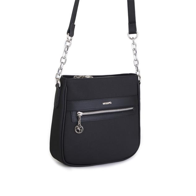 Nas Bag Kadın Çapraz Çanta Spor Ayarlanabilir Askılı  Siyah Lacst (ürün ölçüsü :24x24x7 cm)