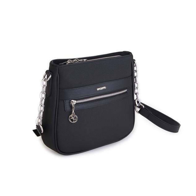 Nas Bag Kadın Çapraz Çanta Spor Ayarlanabilir Askılı  Siyah Lacst (ürün ölçüsü :24x24x7 cm)
