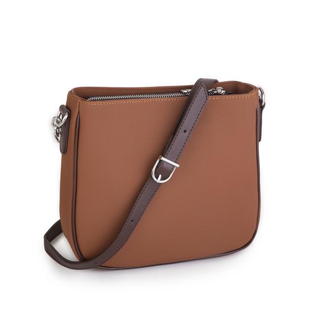 Nas Bag Kadın Çapraz Çanta Spor Ayarlanabilir Askılı  Taba Kahve  Lacst  (ürün ölçüsü :24x24x7 cm)