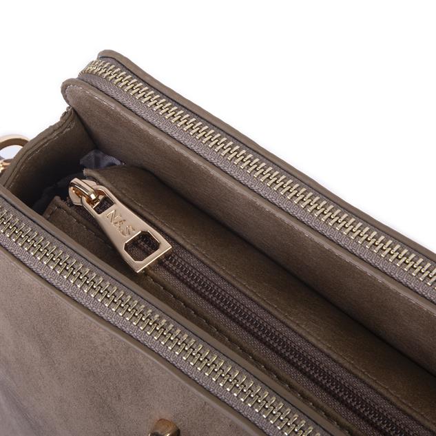 Nas Bag Kadın Çapraz Çanta Üç Bölmeli Vizon Raven 
