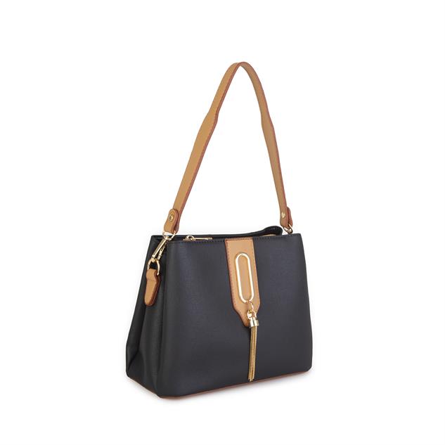 Nas Bag Kadın Çapraz Çanta ve Omuz Çantası Siyah  Camel Ela