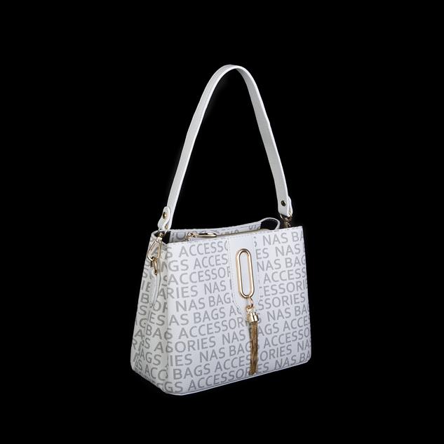 Nas Bag Kadın Çapraz Çanta ve Omuz Çantası Beyaz  Yazılı