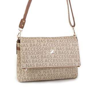 Nas Bag Kadın Çapraz Çanta Vizon Taba Yazili